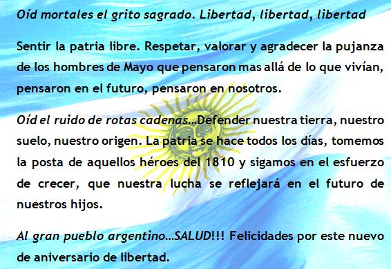 Feliz día de la Patria